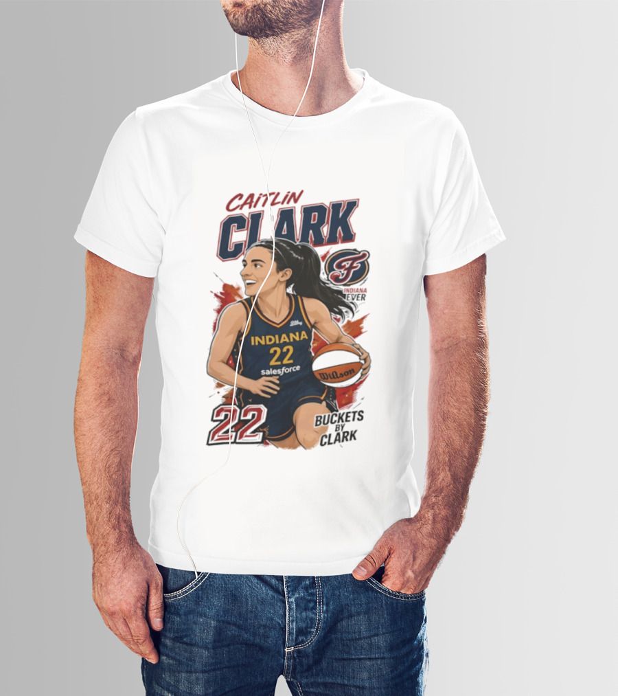 Indiana Fever Caitlin Clark 22 Buckets Basketball Caricature T-Shirt