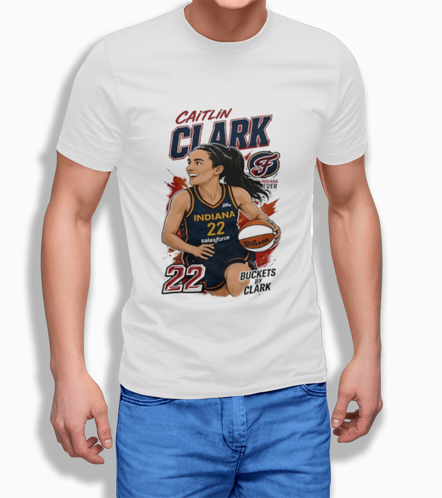 Indiana Fever Caitlin Clark 22 Buckets Basketball Caricature T-Shirt