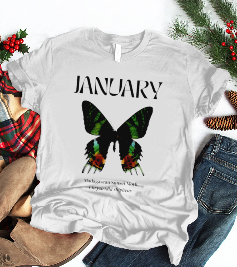 January Madagascan Sunset Moth Chrysiridia Rhipheus T-Shirt