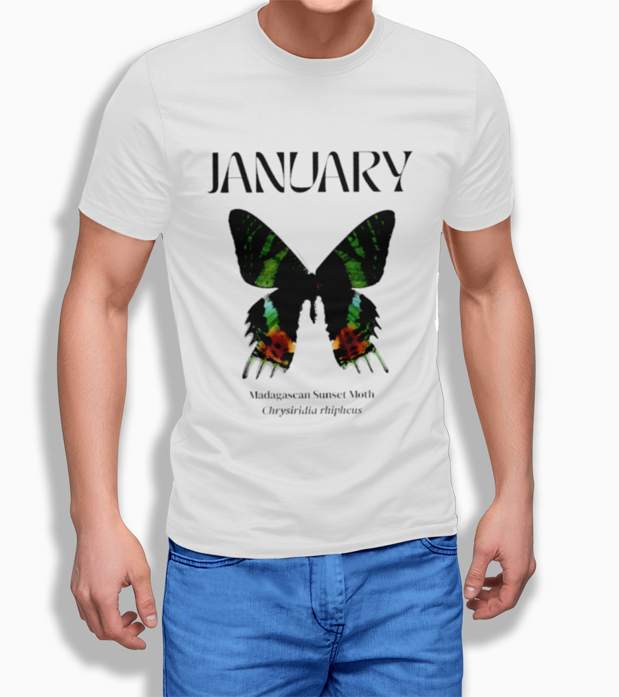 January Madagascan Sunset Moth Chrysiridia Rhipheus T-Shirt