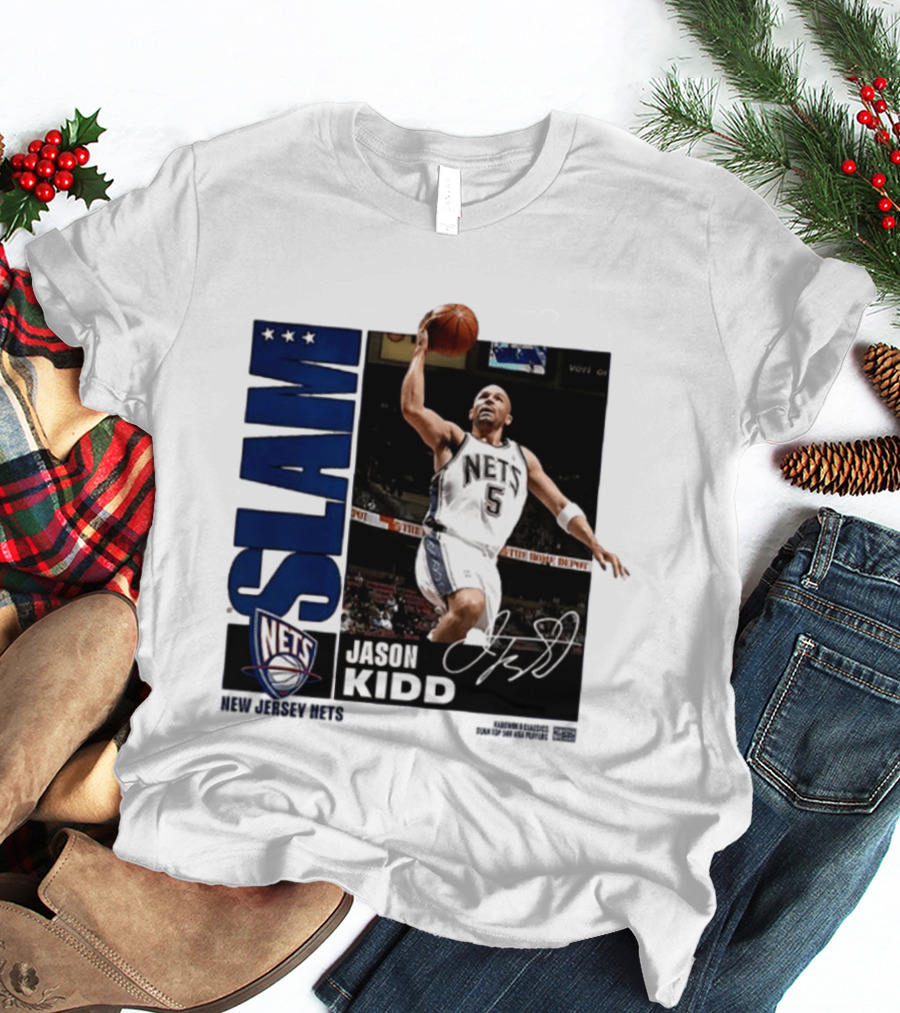 Jason Kidd SLAM New Jersey Nets Five Time First Team All NBA T-Shirt