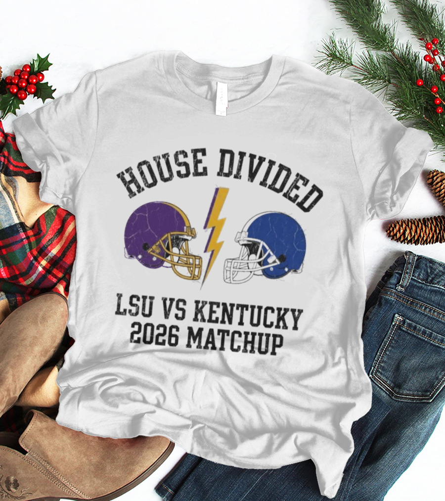 House Divided LSU Vs Kentucky 2026 Matchup Helmets And Lightning Bolt T-Shirt