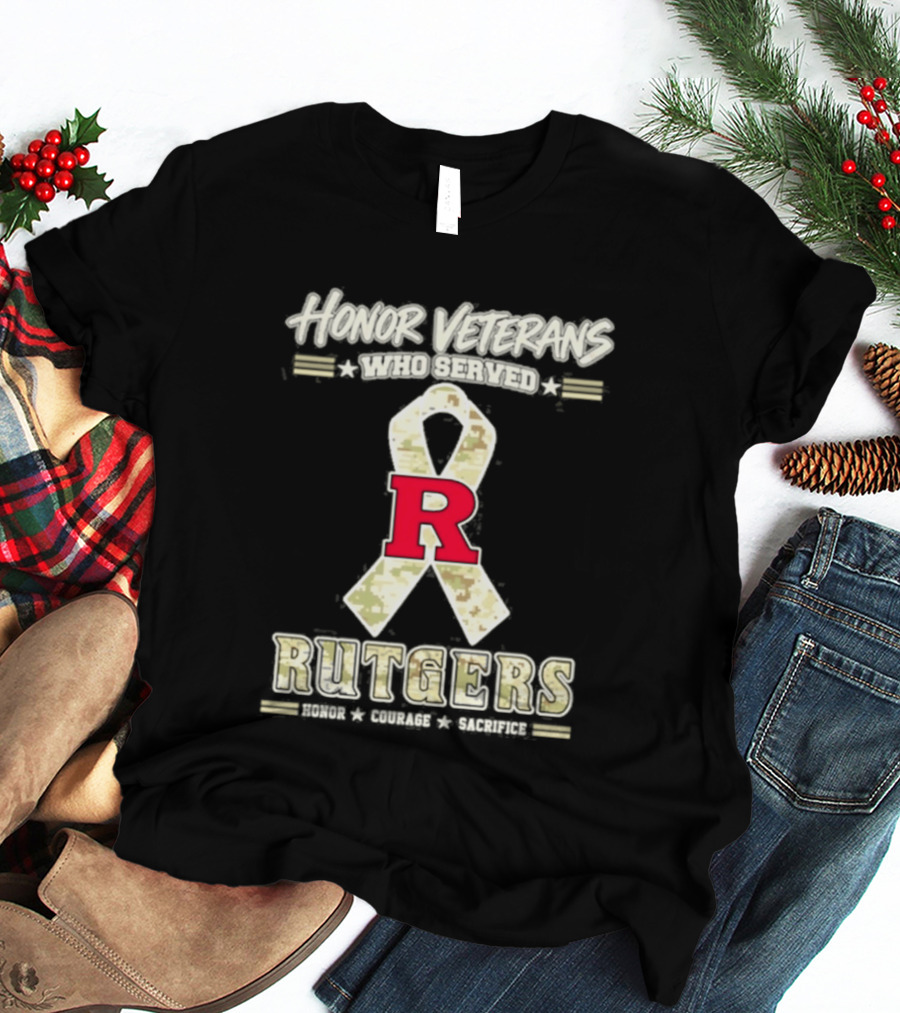 Rutgers Scarlet Knights Honor Veterans Camo Ribbon Veterans Day T-Shirt