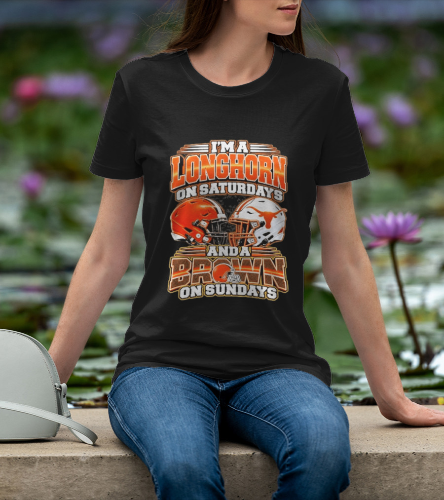 I'm A Longhorns On Saturdays And A Browns On Sundays Football Helmets T-Shirt