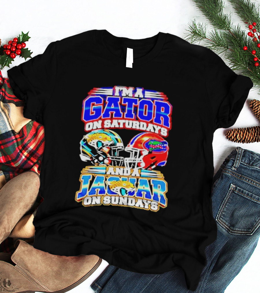 Florida Football Gator On Saturdays Jaguar On Sundays Helmets T-Shirt