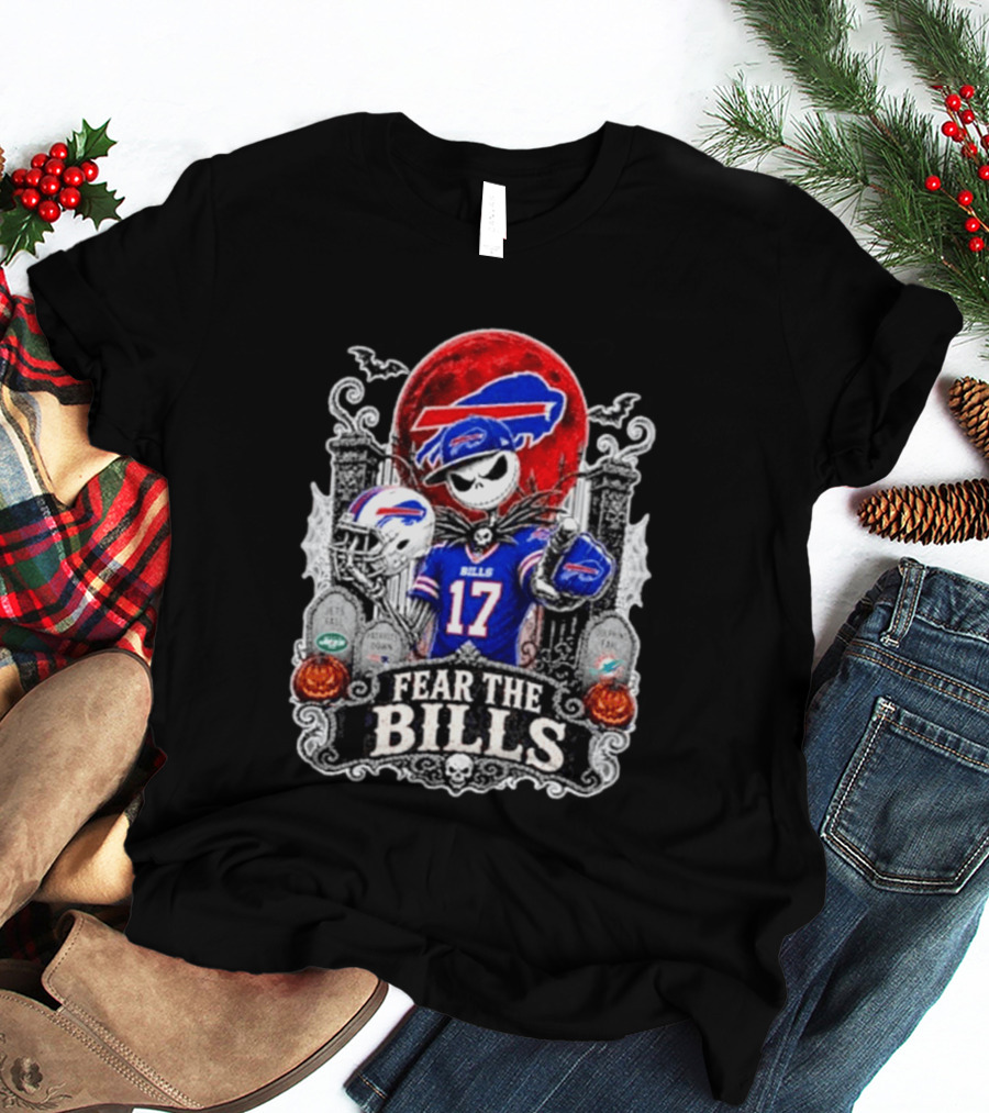 Jack Skellington Buffalo Bills Fear The Bills Halloween Football T-Shirt