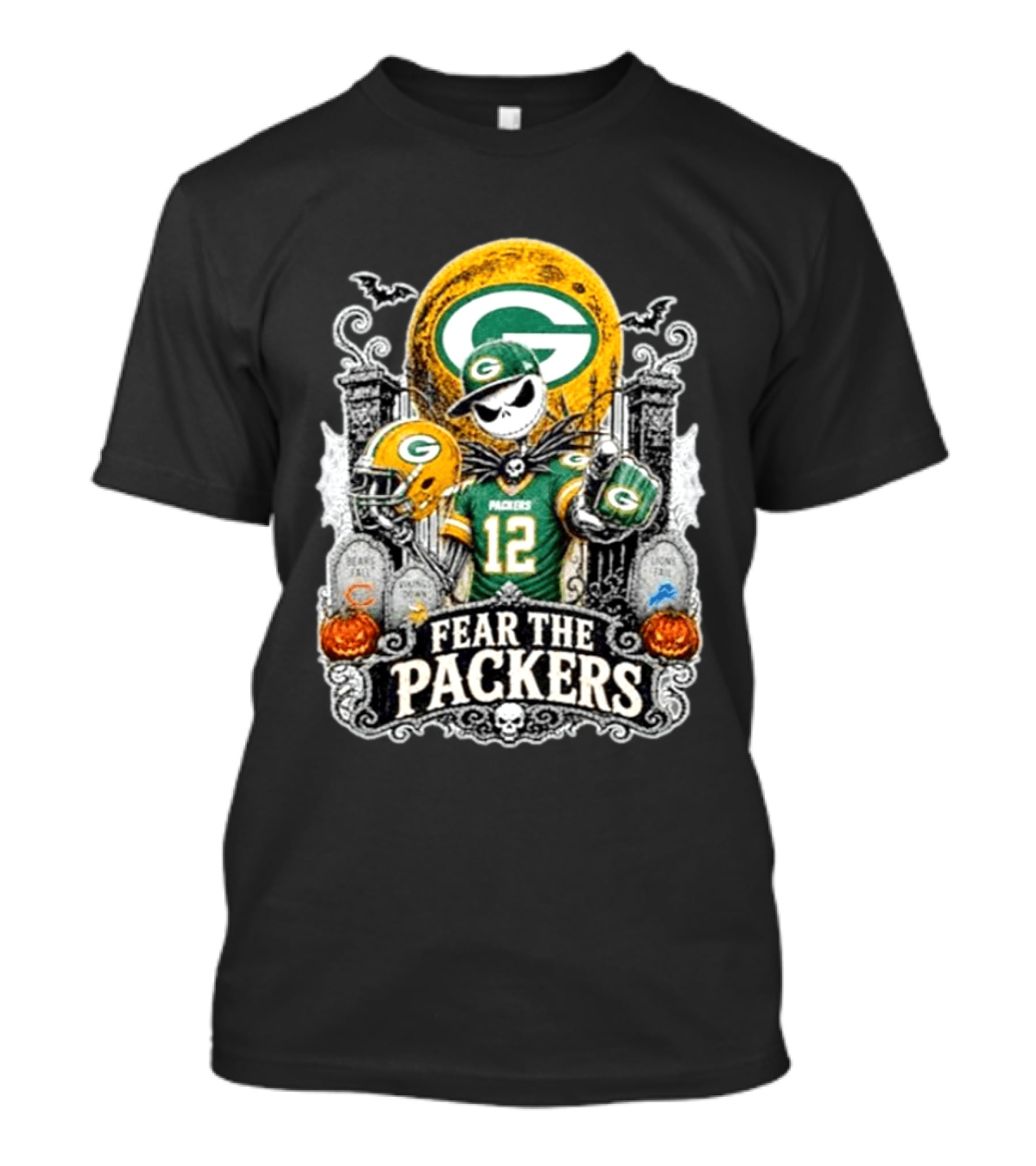 Jack Skellington Green Bay Packers Halloween Fear The Packers T-Shirt