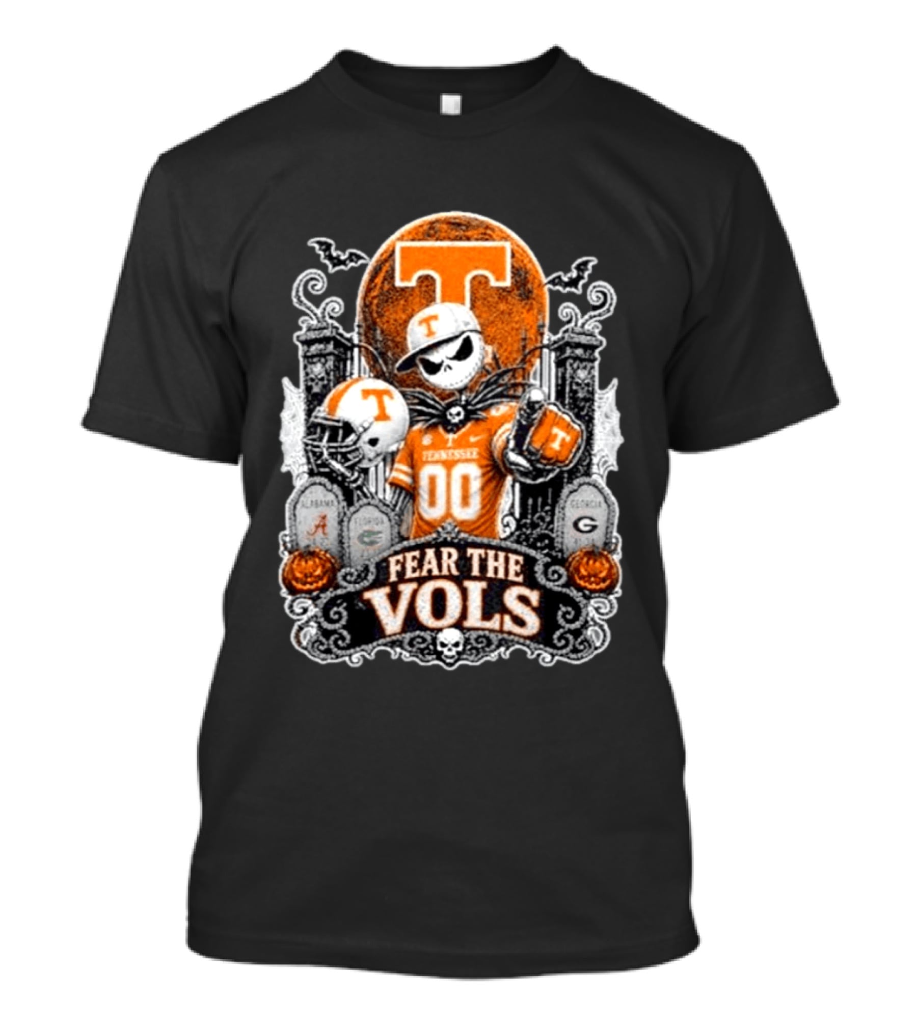 Jack Skellington Tennessee Volunteers Fear The Vols Halloween Football Skeleton T-Shirt