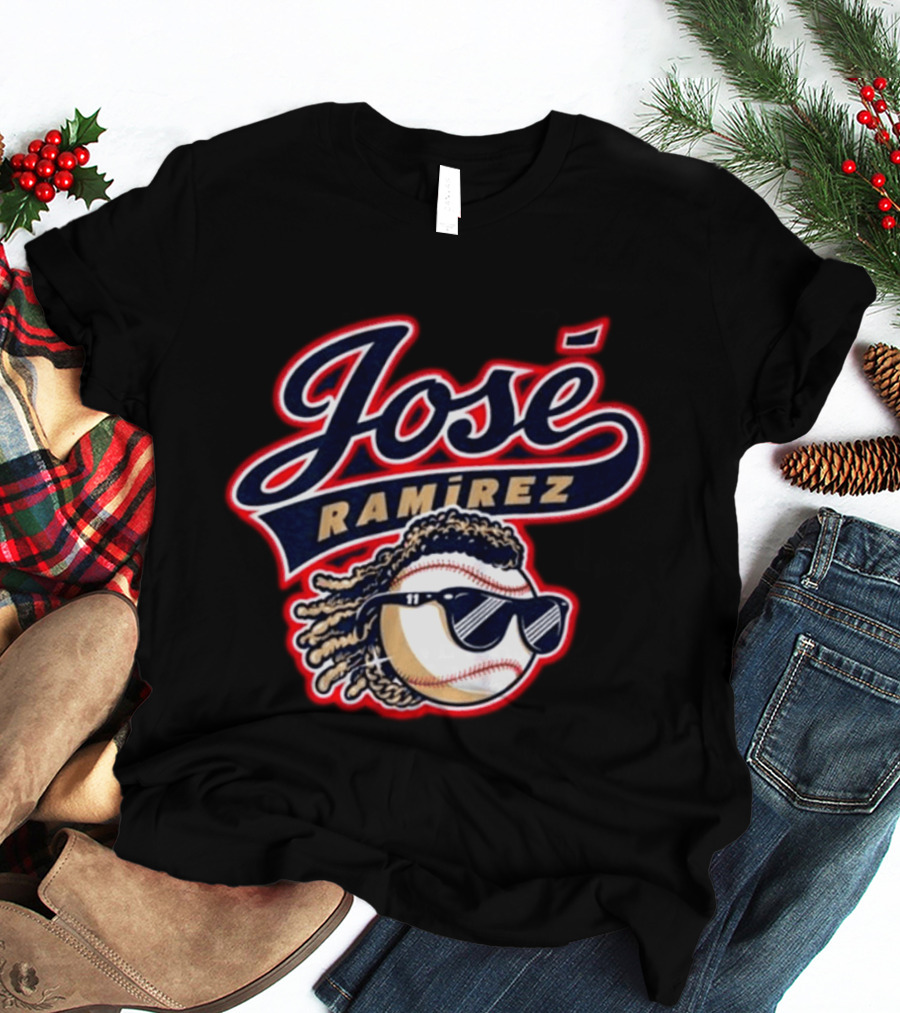 Jose Ramirez Cleveland Guardians Baseball Dreads Sunglasses T-Shirt