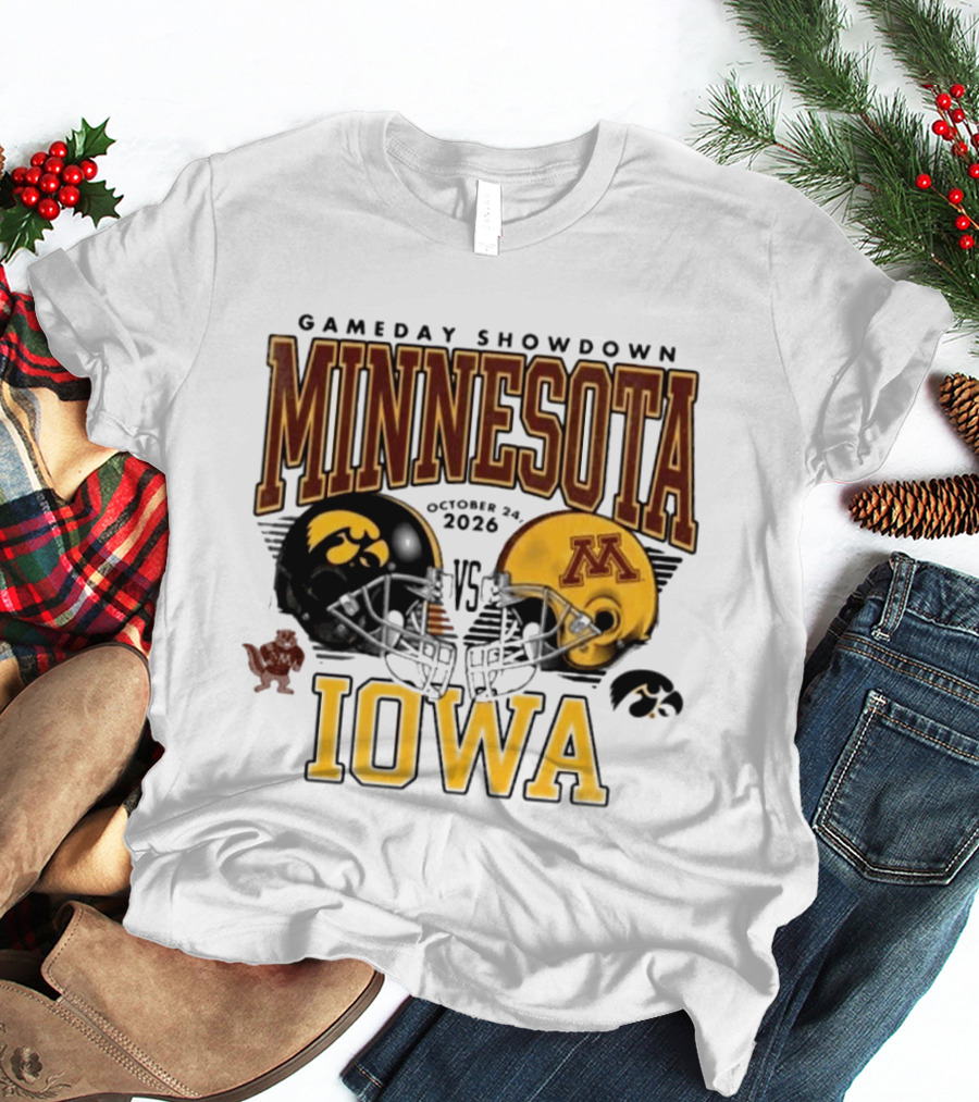 Gameday Showdown Minnesota Vs Iowa October 24 2026 Hawkeyes Golden Gophers Clash T-Shirt