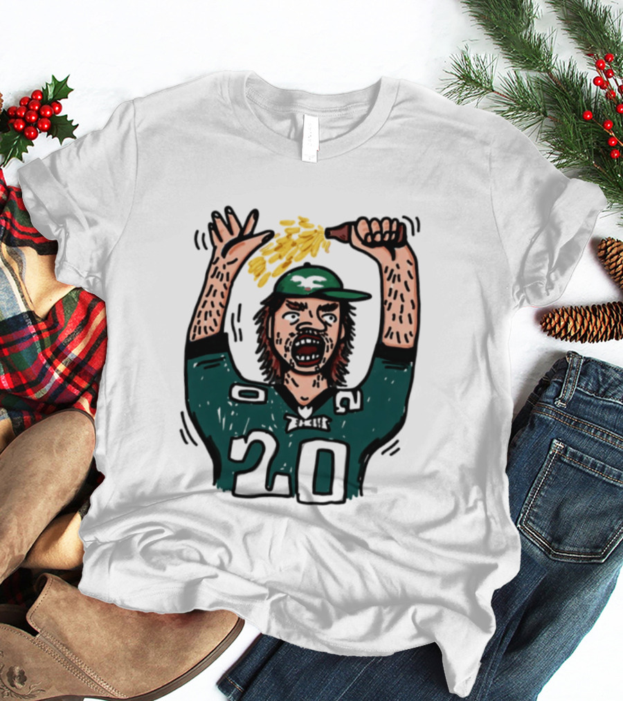 Philadelphia Eagles Angry Philly Fan With Cheesesteak And 20 Jersey T-Shirt