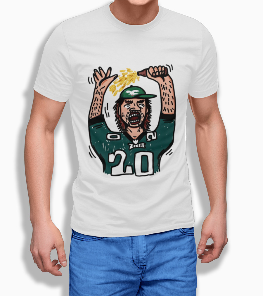 Philadelphia Eagles Angry Philly Fan With Cheesesteak And 20 Jersey T-Shirt