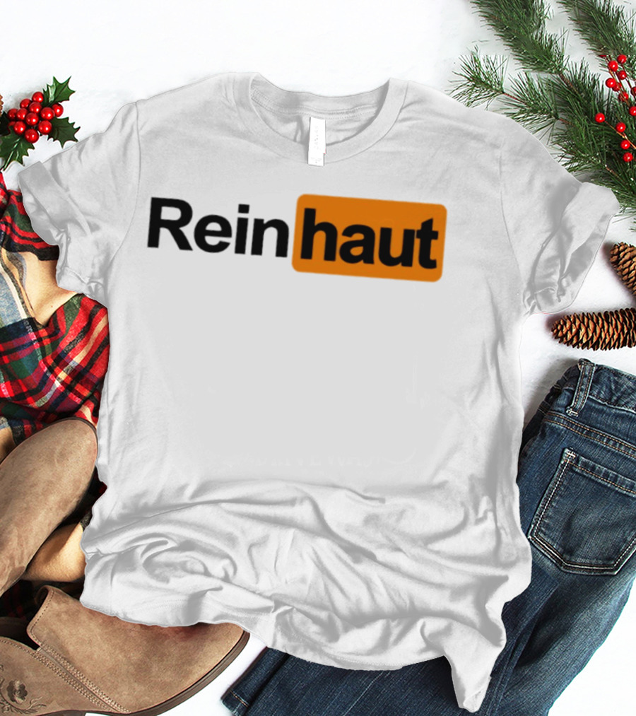 Reinhaut Bold Black And Orange Text Logo Fashion T-Shirt