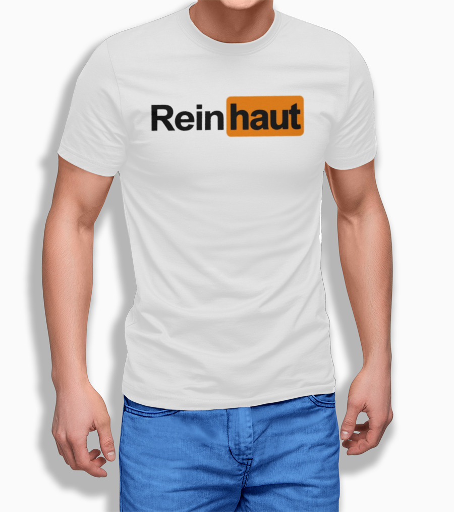 Reinhaut Bold Black And Orange Text Logo Fashion T-Shirt