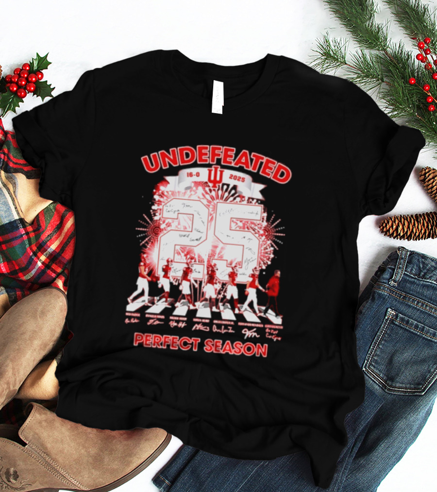 Indiana Hoosiers 2025 Undefeated 16 0 Perfect Season Signatures T-Shirt