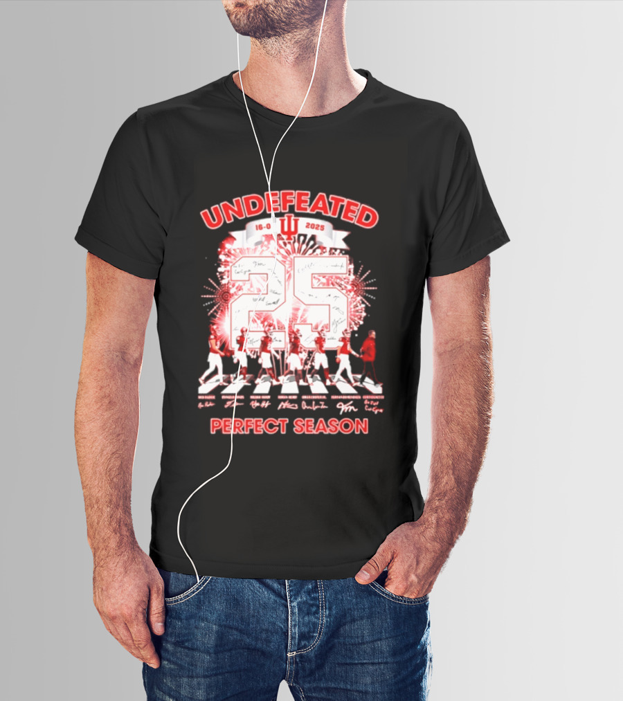 Indiana Hoosiers 2025 Undefeated 16 0 Perfect Season Signatures T-Shirt