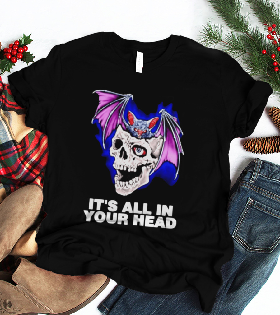 It's All In Your Head Bat Skull Gothic Colorful Horror T-Shirt