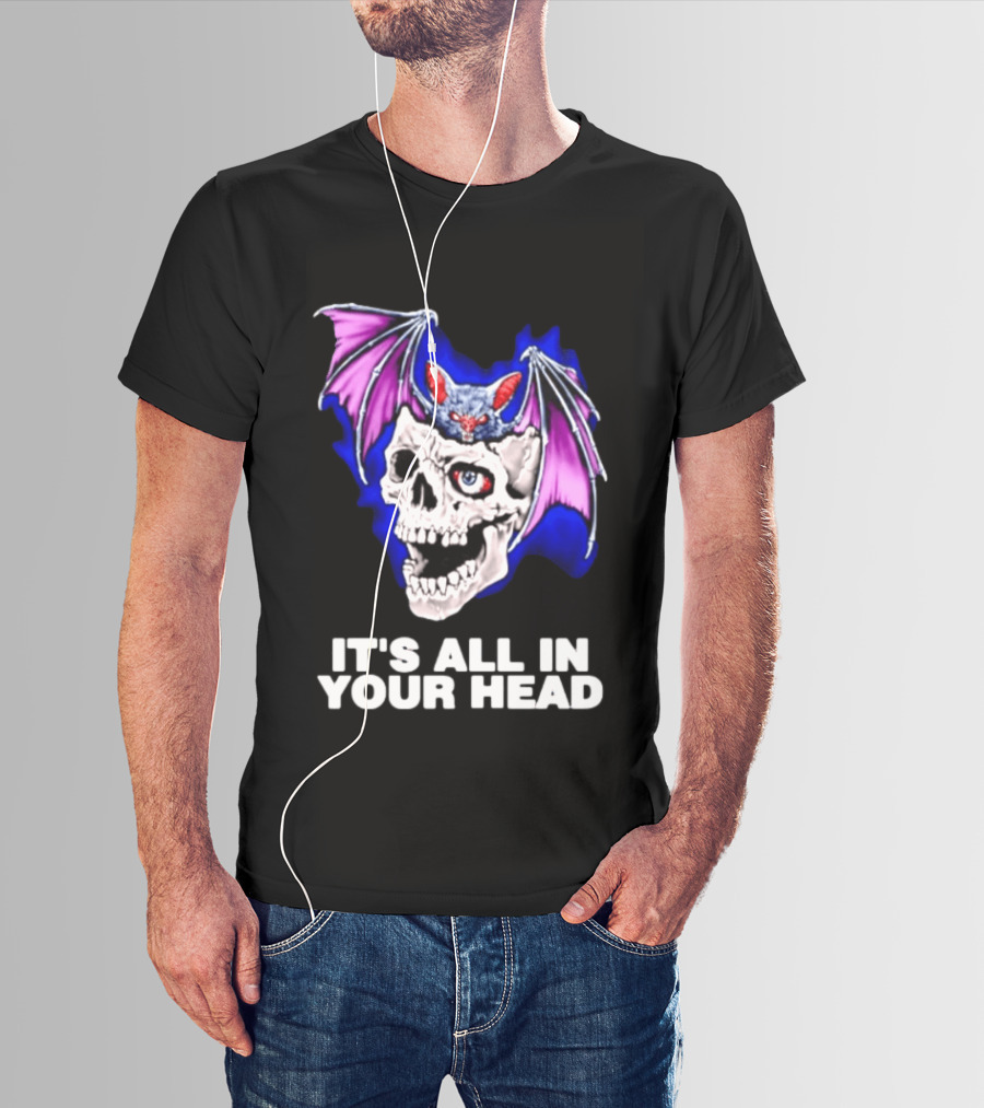 It's All In Your Head Bat Skull Gothic Colorful Horror T-Shirt