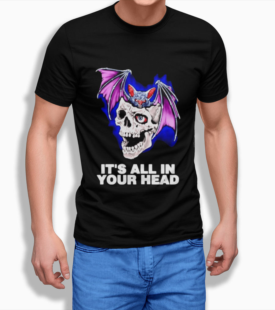 It's All In Your Head Bat Skull Gothic Colorful Horror T-Shirt