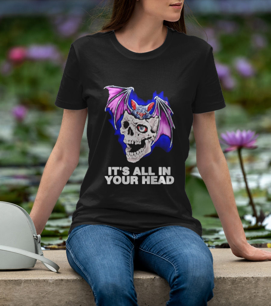 It's All In Your Head Bat Skull Gothic Colorful Horror T-Shirt