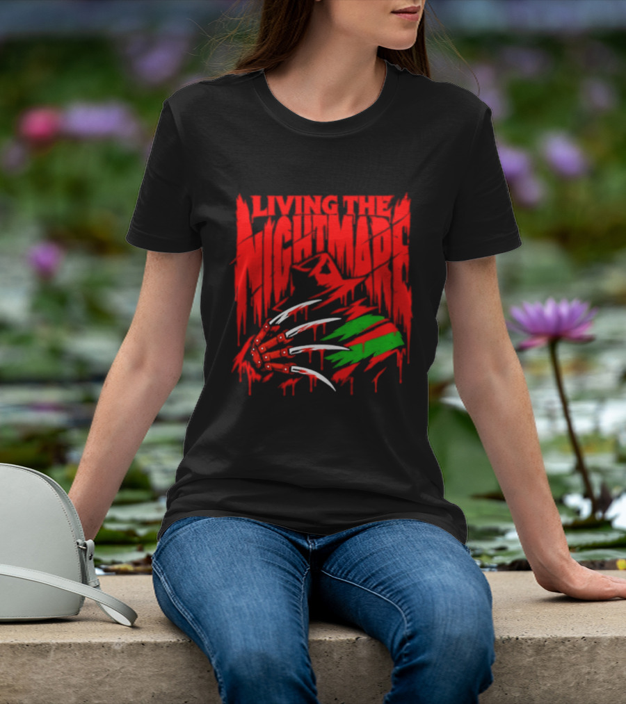 Living The Nightmare Freddy Krueger Halloween Claw Horror Movie T-Shirt