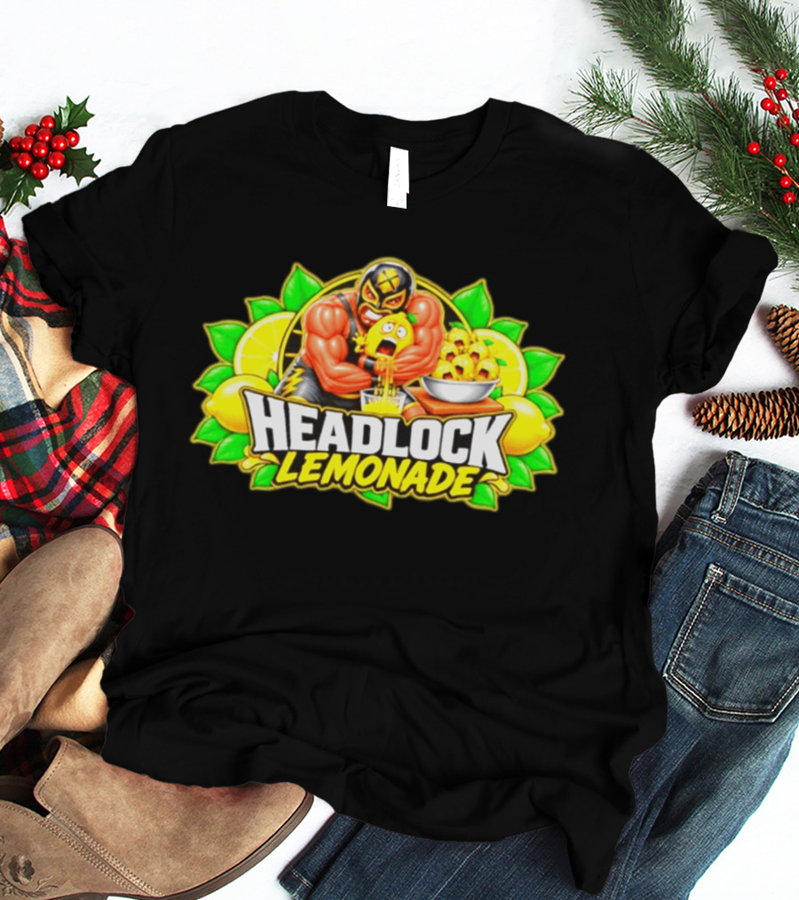 Headlock Lemonade Luchador Squeezing Lemons Cartoon T-Shirt