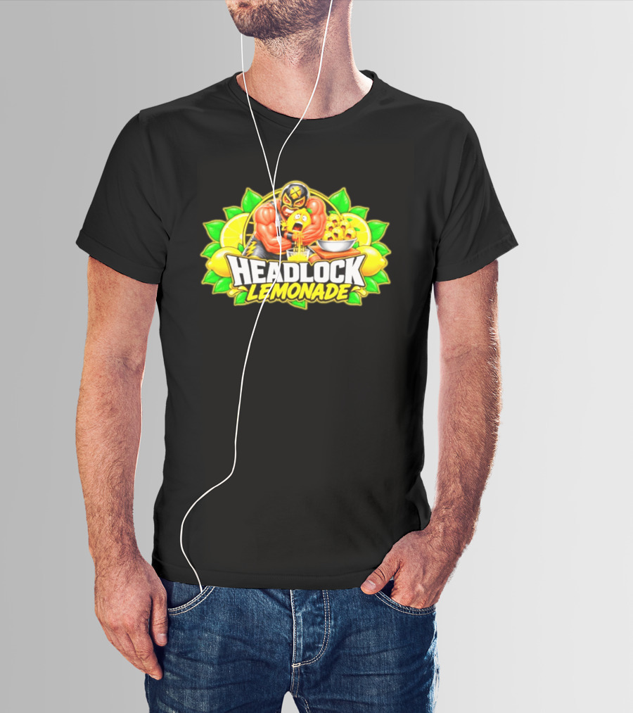 Headlock Lemonade Luchador Squeezing Lemons Cartoon T-Shirt
