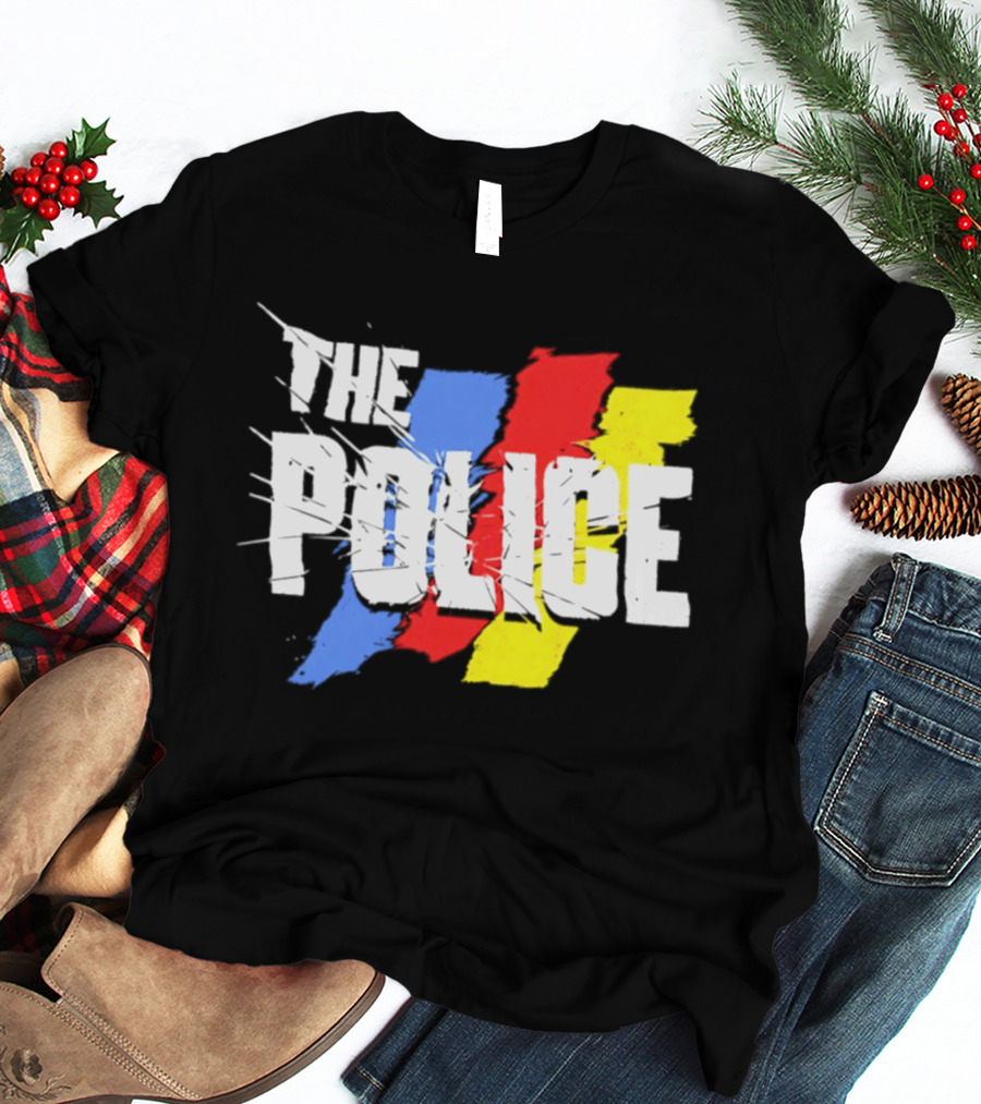 The Police Band Logo With Colorful Stripes T-Shirt