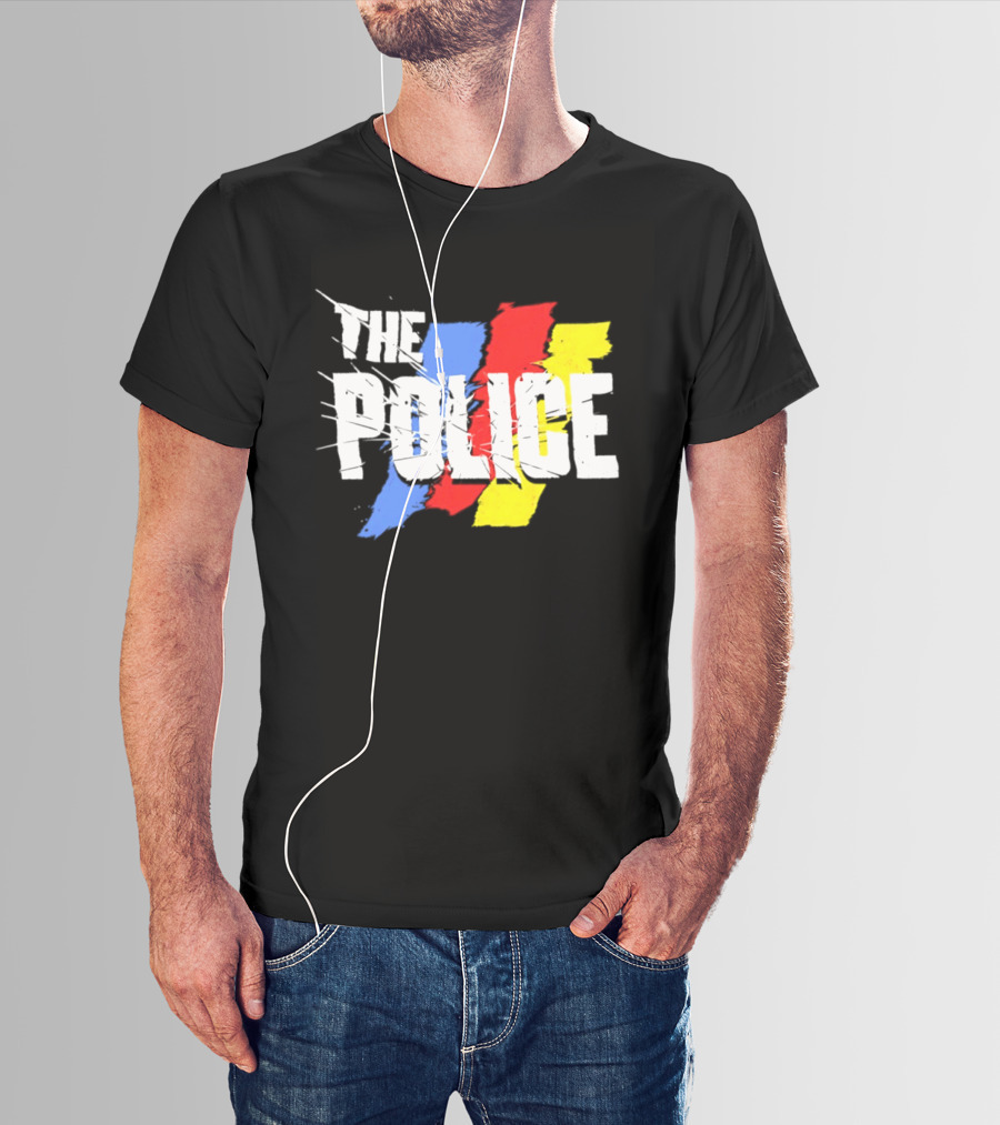 The Police Band Logo With Colorful Stripes T-Shirt