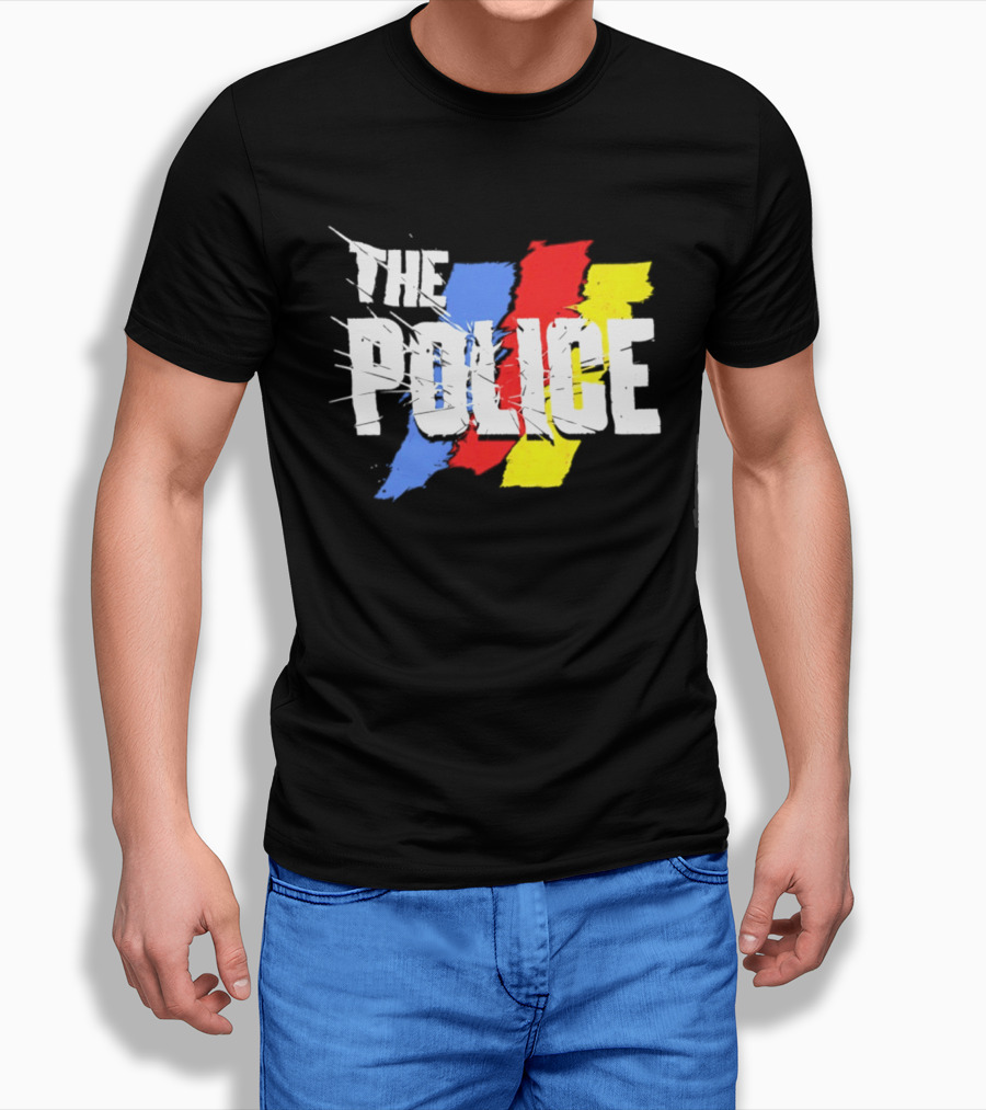 The Police Band Logo With Colorful Stripes T-Shirt