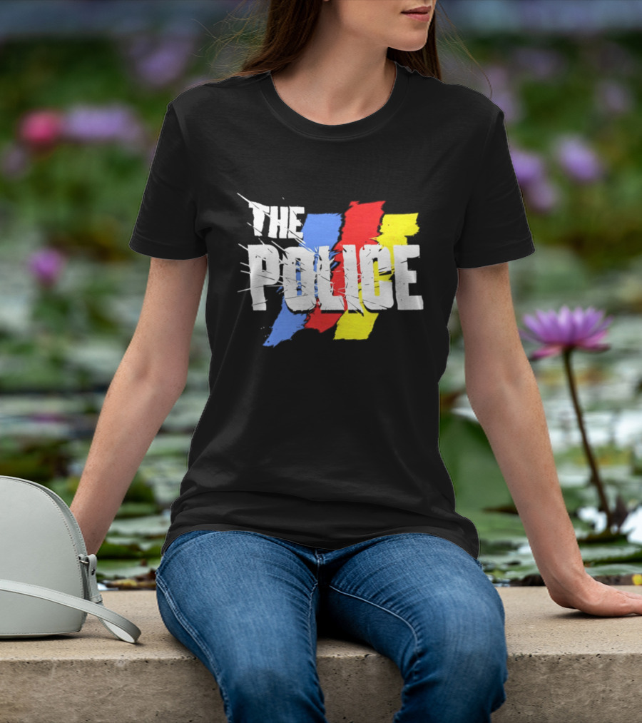 The Police Band Logo With Colorful Stripes T-Shirt