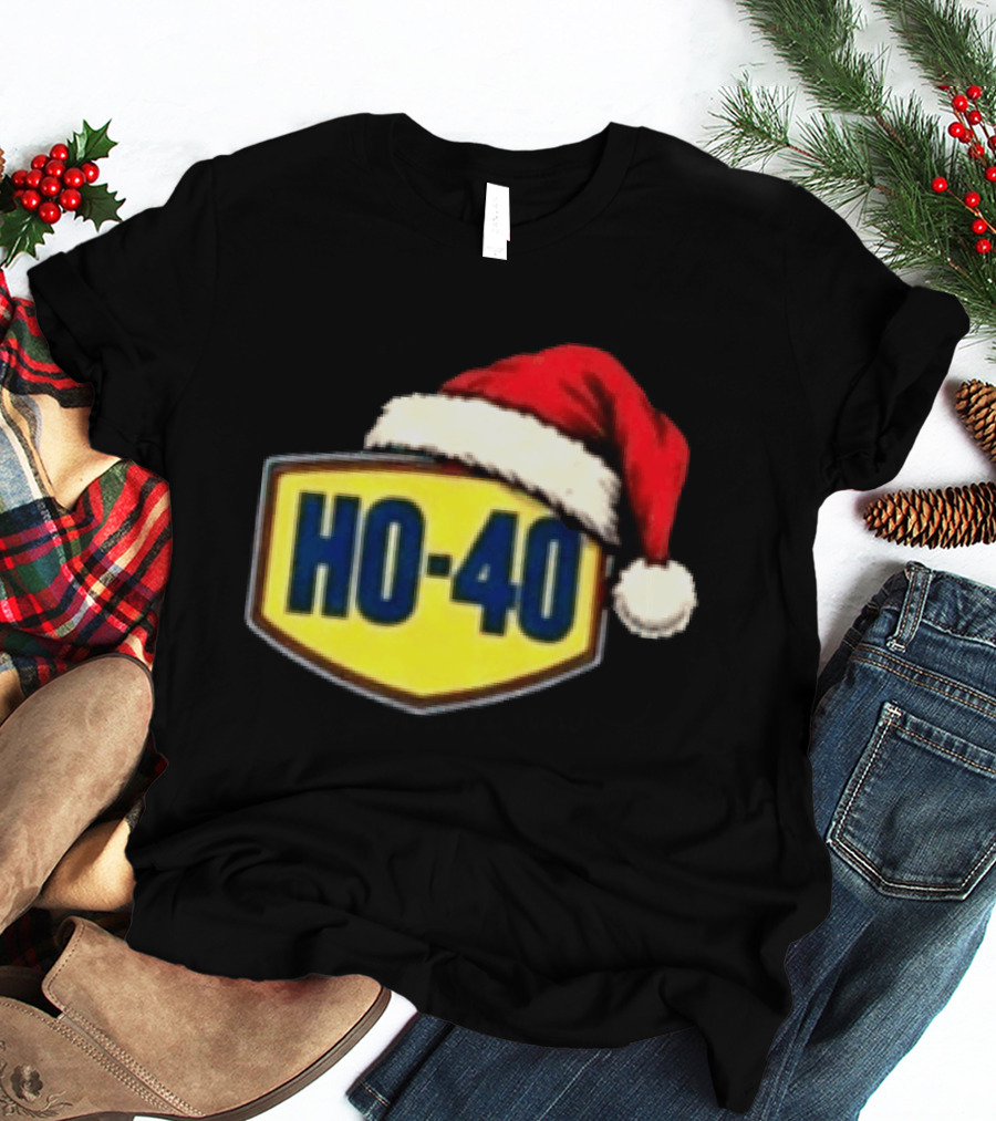 HO 40 Santa Hat Christmas Humor For Mechanic Enthusiasts T-Shirt