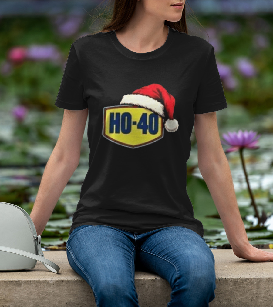 HO 40 Santa Hat Christmas Humor For Mechanic Enthusiasts T-Shirt