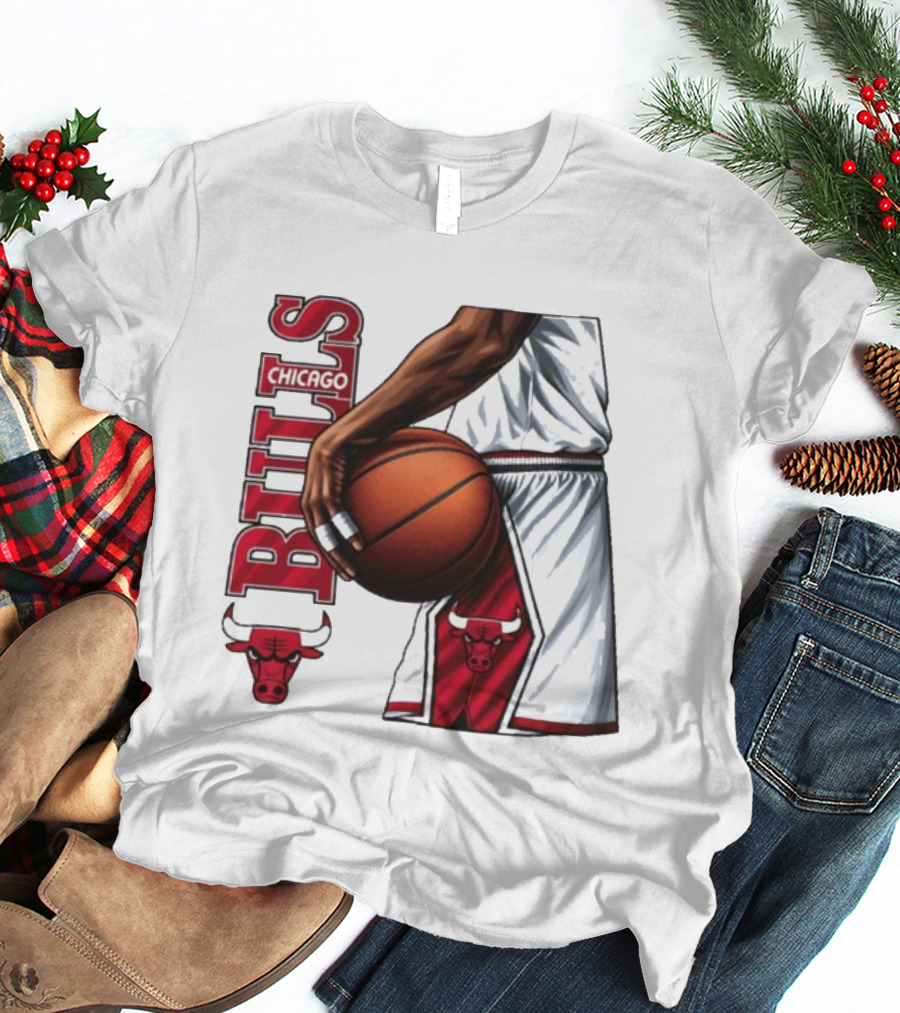 Chicago Bulls Basketball Team Player Holding Ball Iconic Sports Uniform T-Shirt