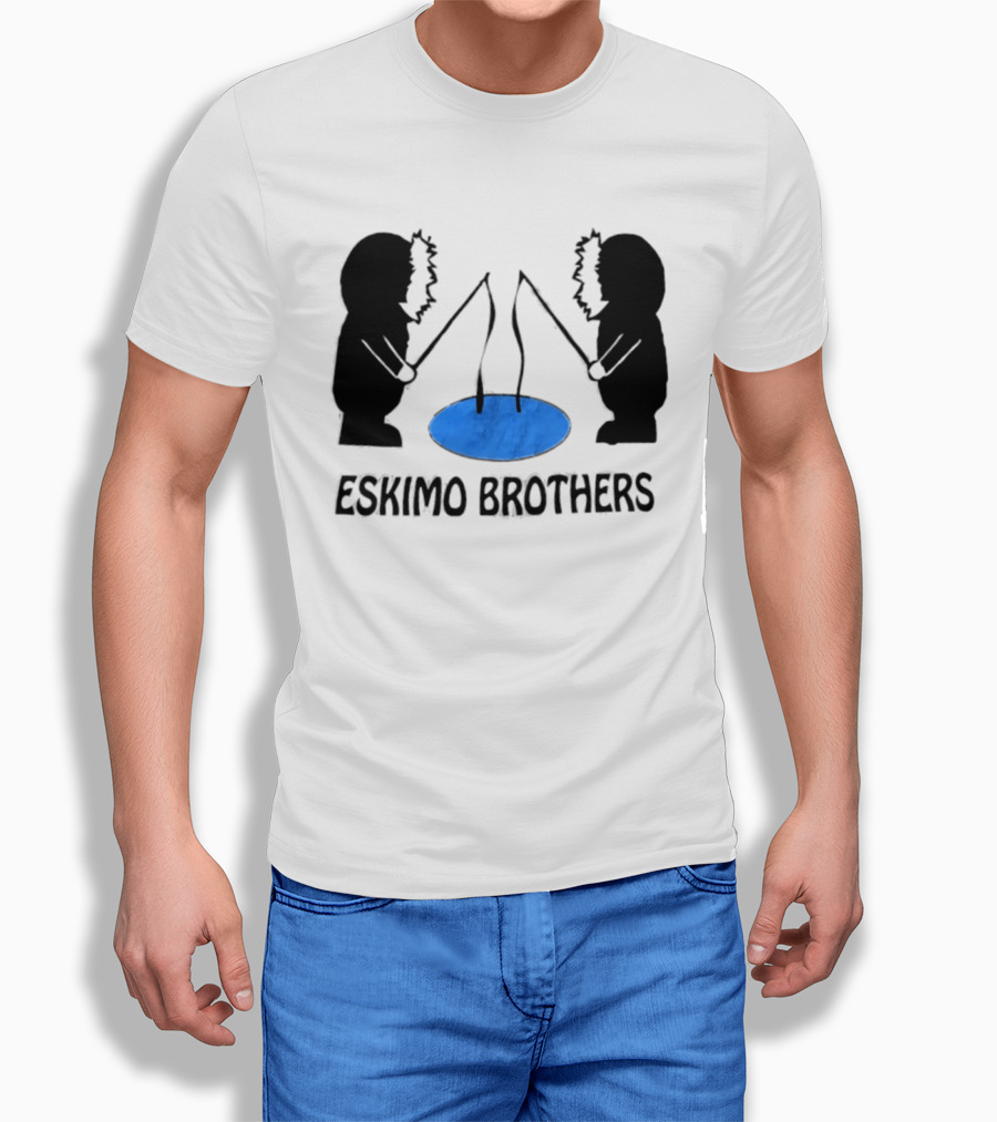 Eskimo Brothers Ice Fishing Duo With Hole And Rods T-Shirt
