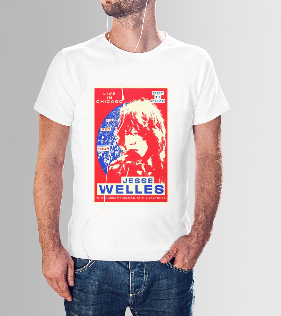 Live In Chicago Jesse Welles The Red Tour Oct 17 2026 With Hudson Freeman At The Salt Shed T-Shirt