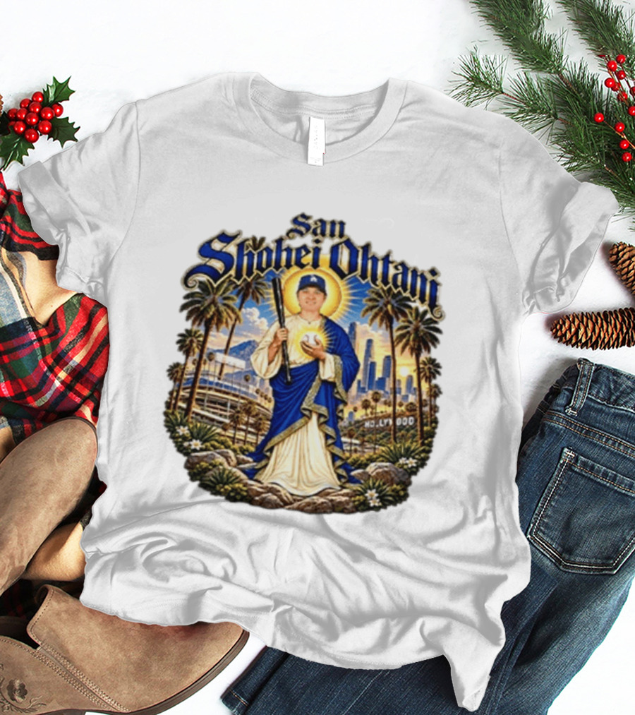 San Shohei Ohtani Los Angeles Baseball Holy Wood Stadium Cityscape T-Shirt