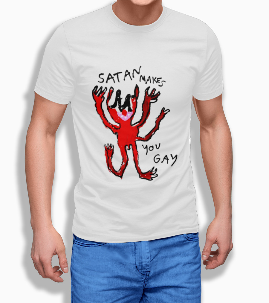 Satan Makes You Gay Devil Six Armed Creature T-Shirt