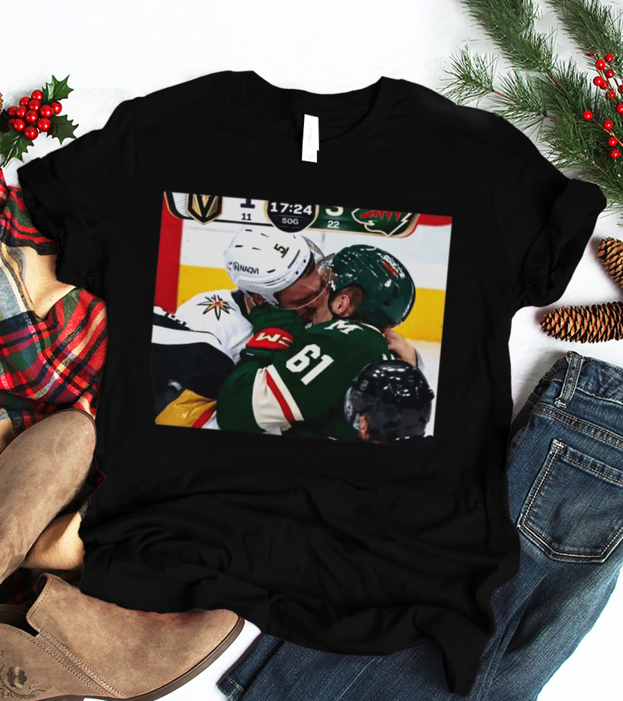 Lorenz And Lauzon Kissing Fight Vegas Golden Knights Minnesota Wild NHL Hockey T-Shirt