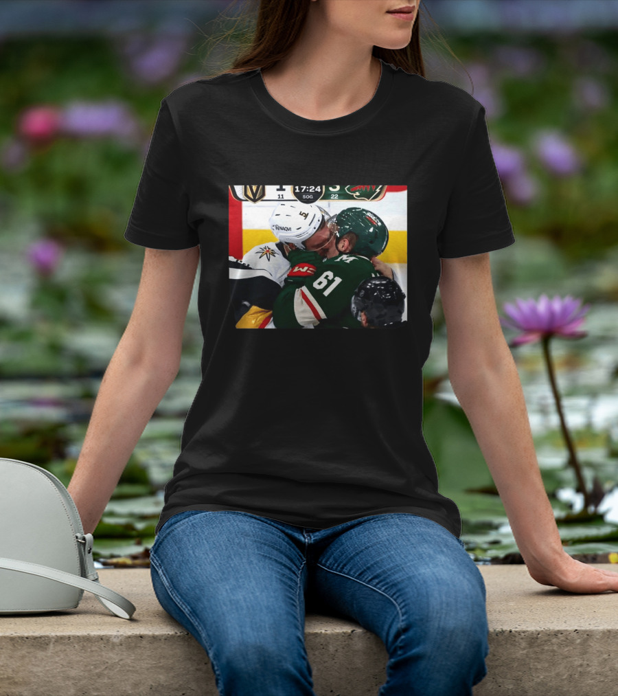 Lorenz And Lauzon Kissing Fight Vegas Golden Knights Minnesota Wild NHL Hockey T-Shirt