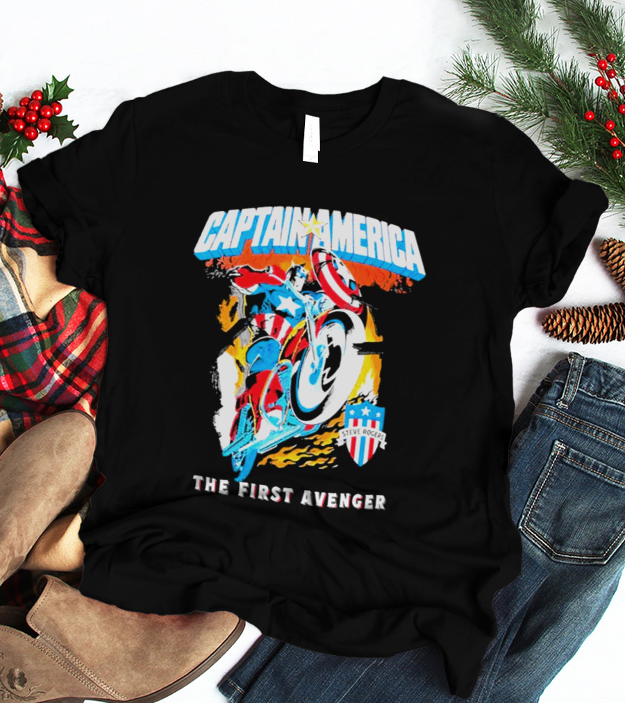 Captain America Motorcycle The First Avenger Marvel Exclusive T-Shirt