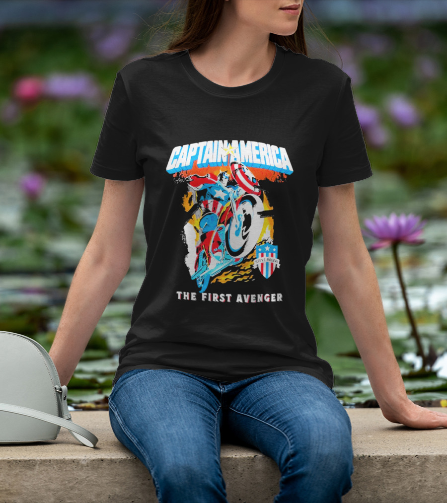 Captain America Motorcycle The First Avenger Marvel Exclusive T-Shirt
