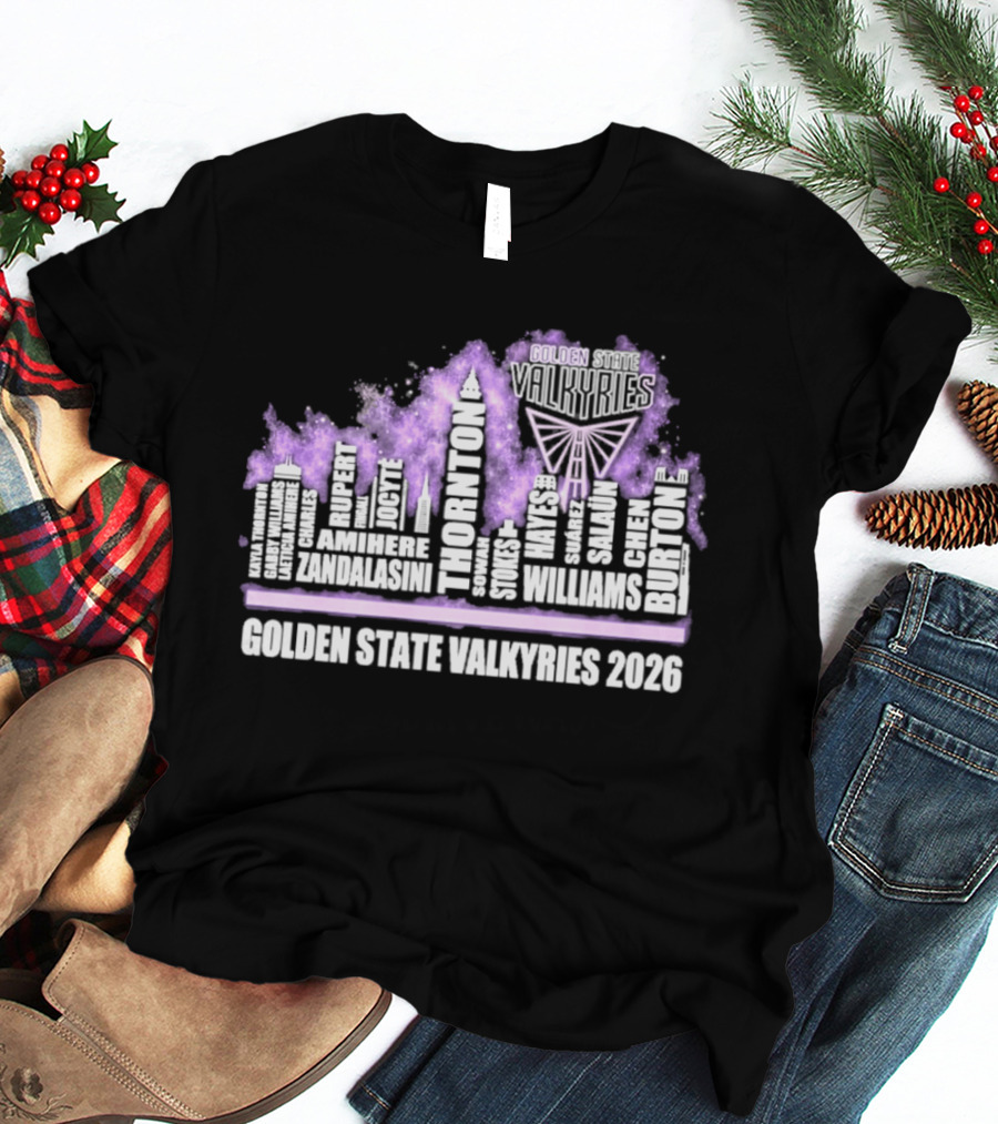 Golden State Valkyries 2026 WNBA Skyline Butterfly T-Shirt