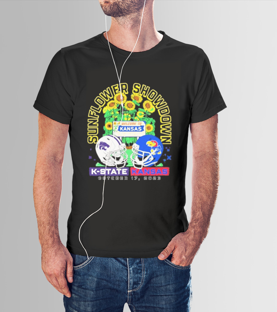 Sunflower Showdown K State Wildcats Vs Kansas Jayhawks October 17 2026 Welcome To Kansas Rivalry T-Shirt