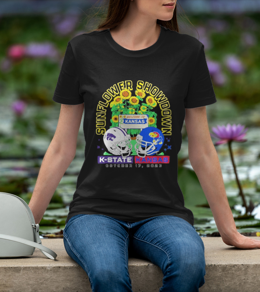 Sunflower Showdown K State Wildcats Vs Kansas Jayhawks October 17 2026 Welcome To Kansas Rivalry T-Shirt