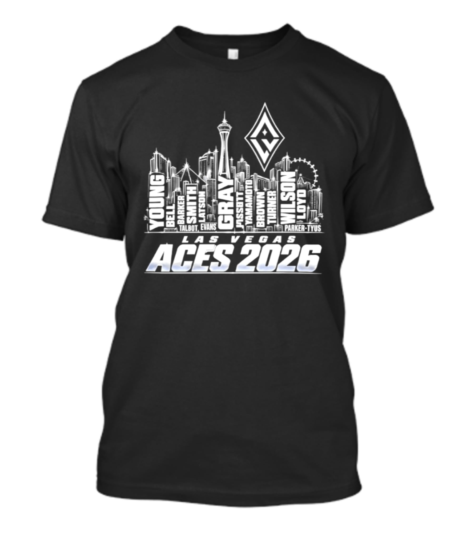 Las Vegas Aces 2026 City Skyline With Iconic Landmarks T-Shirt