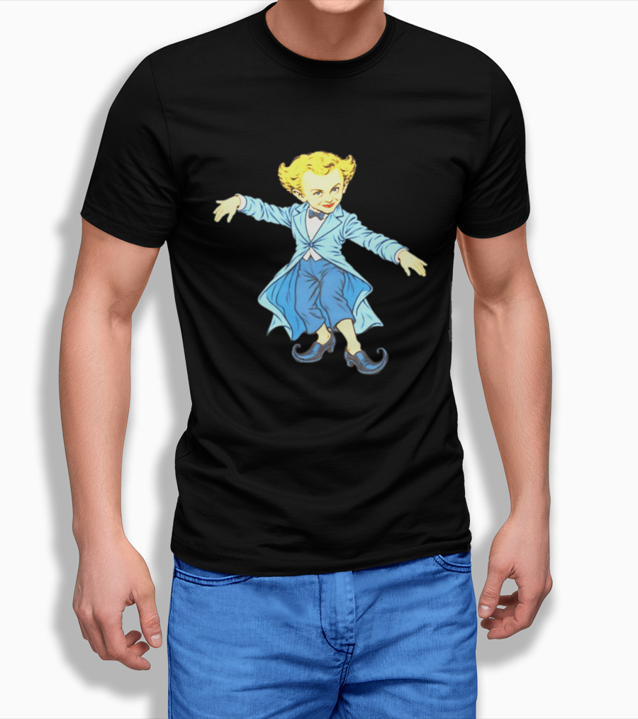 Rumpelstiltskin Tip Toe Cartoon Character In Blue Suit And Black Shoes T-Shirt