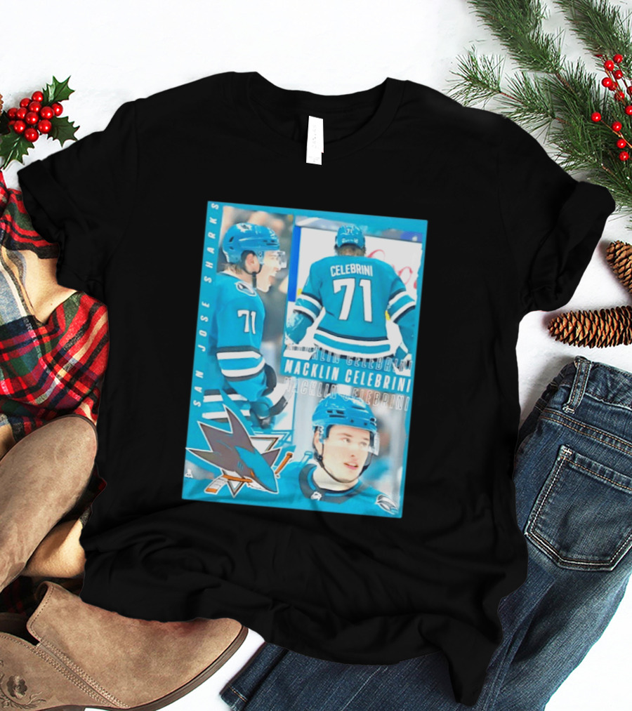 San Jose Sharks Macklin Celebrini 71 NHL 2026 All For One T-Shirt