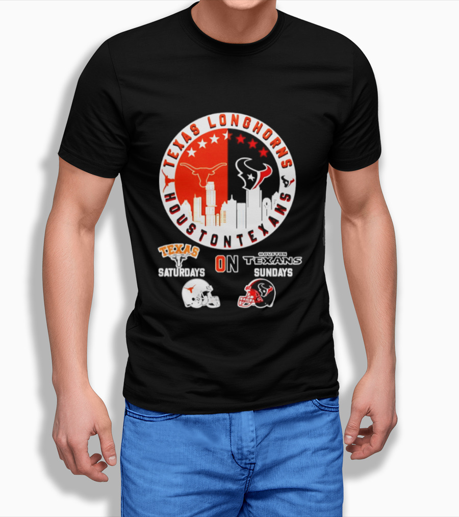 Texas Longhorns Houston Texans Saturdays Sundays Football Helmet T-Shirt