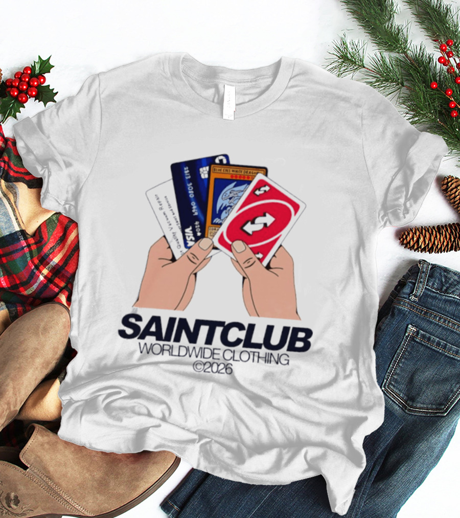Blue Eyes White Dragon Uno Card Saintclub Worldwide Clothing 2026 T-Shirt